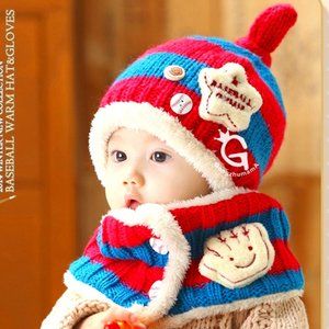 Infant Kids Neck Warmer Winter Baby Hat and Scarf